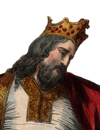 Retrato de Clovis I (466-511), rei dos francos. de French School