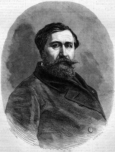 Retrato do Conde Alfred Emilien de Nieuwerkerke (1811-1892), escultor francês e alto funcionário. Gravura em "Le Monde Illustré" n°212 de 4 de Maio de 1861. de French School