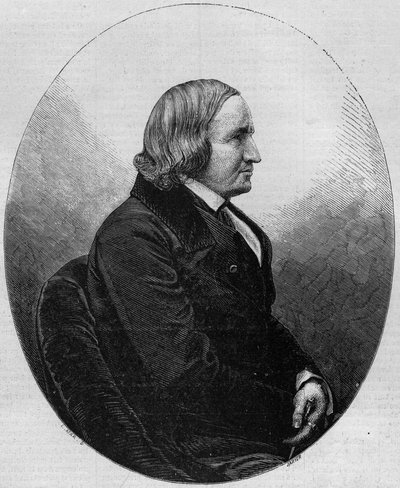 Retrato do Conde Alfred de Vigny (1797-1863), escritor e poeta francês. Gravura em "Le Monde Illustré" n°36 de 19 de Dezembro de 1857. de French School