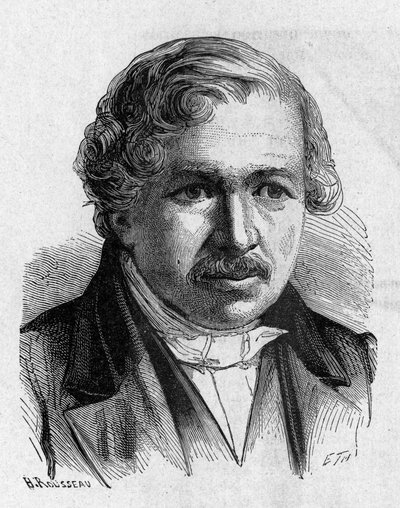 Retrato de Daguerre - no "Álbum da Ciência; cientistas ilustres; Grandes descobertas" 1896. de French School
