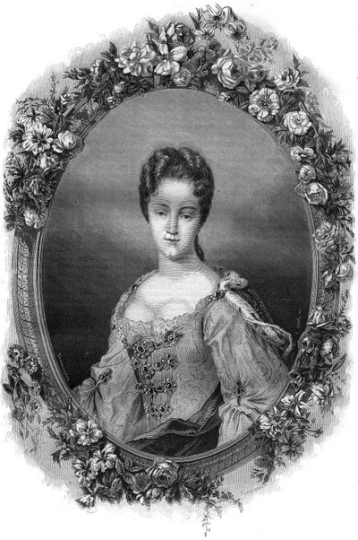 Retrato de Dona Olimpia Maidalchini de Viterbo (1594-1657), conselheira muito próxima do Papa Inocêncio X. Gravação em "História dos Papas (...) Crimes da Rainha Rei e Imperadores através dos séculos" por Maurice Lachatre de French School