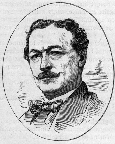 Retrato de Edouard Louis Dubufe (1820-1883), pintor francês. Gravura em "Le Monde Illustré" n°890 de 2 de Maio de 1874. de French School