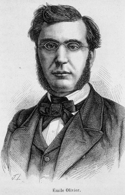 Retrato de Emile Ollivier (ou Olivier), político francês (1825 -1913) - em "L