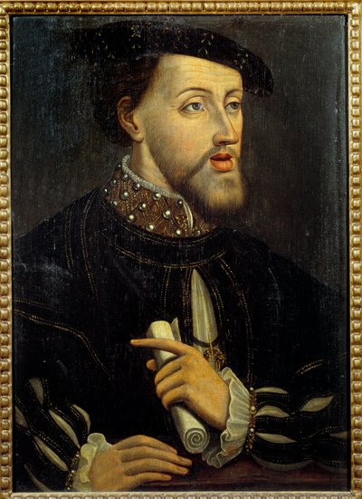 Retrato do Imperador Carlos V (1500-1558). Pintura anónima da Escola Francesa. Século XVI. Chantilly musee Conde de French School