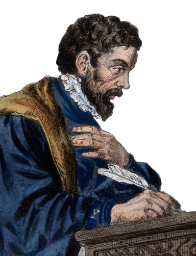 Retrato de Etienne Jodelle (1532-1573), dramaturgo francês e poeta. de French School