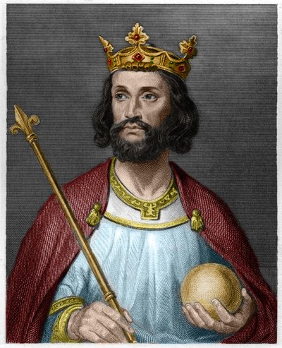 Retrato de Eudes (Odon) (v. 860 - 898), Conde de Paris e Troyes, então Rei da França - em "Histoire des Francais" de Lavallee, gravura, sd. de French School