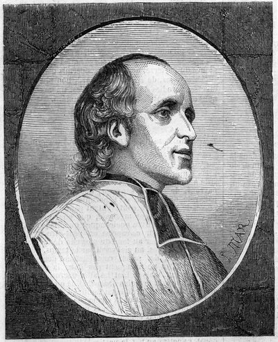 Retrato do Padre Delacroix de Ravignan (1795-1858), jesuíta francês. Gravura em "Le Monde Illustré" n°47 de 6 de Março de 1858. de French School