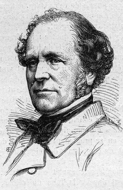 Retrato de François Auguste Mignet (1796-1884), historiador e acadêmico francês. Gravura em "Le Monde Illustré" n°883 de 14 de Março de 1874. de French School
