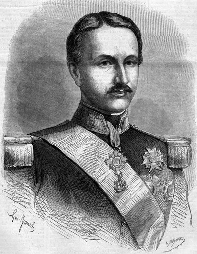 Retrato de François II (1836-1894), Rei de Nápoles. Gravura em "Le Monde Illustré" n°172 de 28 de Julho de 1860. de French School