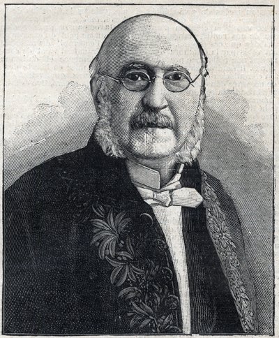 Retrato de François Jules Suisse dit Jules Simon (1814-1896), filósofo e estadista francês, em "Le Petit Parisien". de French School