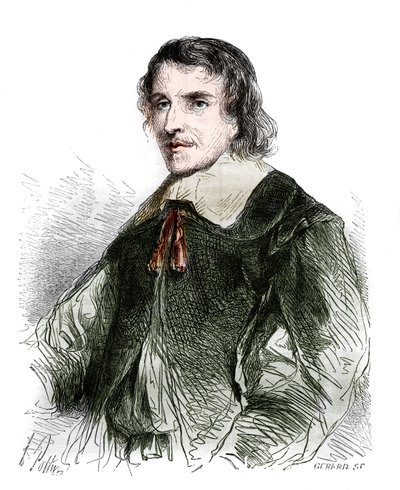 Retrato de François de La Mothe Le Vayer (La-Mothe-Le-Vayer) (1585-1672), filósofo francês. Gravura de 1858. de French School