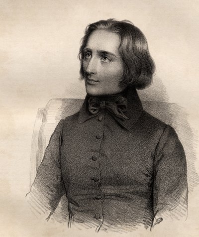 Retrato de Franz Liszt (1811-1886) virtuoso de piano húngaro e compositor de French School