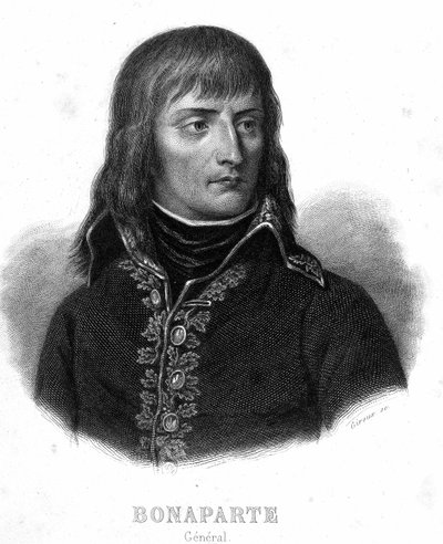 Retrato do General Bonaparte - em "Revolution francaise" de Thiers. Século XIX. de French School
