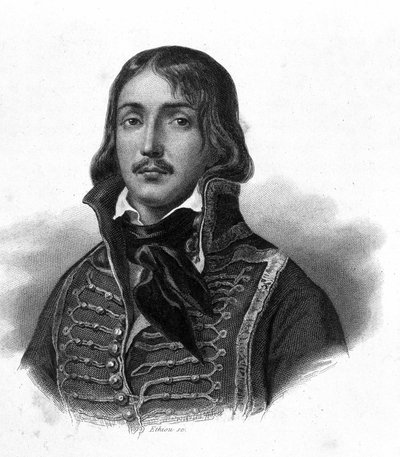 Retrato do General François Severin Marceau Desgraviers, dit François (1769 - 1796) - em "Revolução Francesa" de Thiers. Século XIX de French School