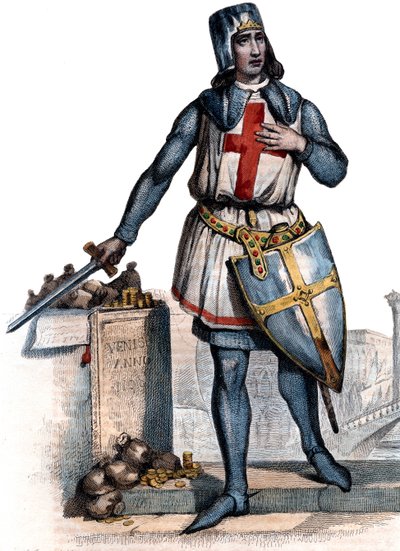 Retrato de Geoffrey de Villehardouin (1150-1228), historiador francês e cavaleiro. de French School