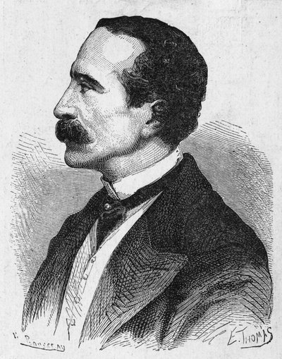 Retrato de Georges Bonelli, o inventor do telégrafo tipográfico - em “” Álbum da Ciência; estudiosos ilustres; Grandes descobertas ”” ”1896. de French School