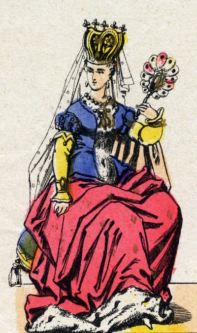 Retrato de Isabeau (Isabelle, Elisabeth) de Baviere (1371-1435), esposa de Carlos VI da França. (Dinastia Capetiana). de French School