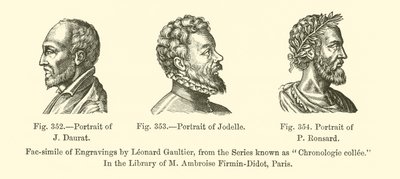 Retrato de J. Daurat, Retrato de Jodelle, Retrato de P. Ronsard (gravura) de French School