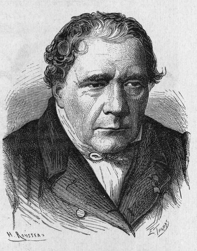 Retrato de Jacques Babinet (1794 - 1872), físico e astrônomo francês - no "Album de la Science; cientistas ilustres; Grandes descobertas" 1896. de French School