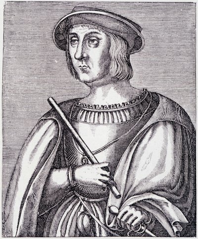 Retrato de Jacques II de Chabannes (La Palice) (1470-1525) gravura de "Louis XII et Anne de Bretagne" de Paul Lacroix, ed. Georges Hurtrel de French School