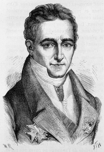 Retrato de Jean Baptiste (Jean-Baptiste), Conde de Villele, político francês (1773 - 1854) - em "L