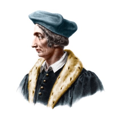 Retrato de Jean Fernel (1497-1558), médico francês, astrônomo e matemático. de French School