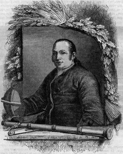 Retrato de Jean George (Johann Georg) Palitzsch (1723-1788), astrônomo alemão. Gravura em "Le Magasin pitoresco". de French School