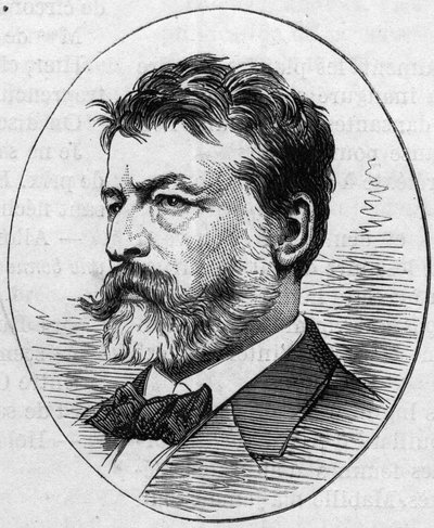 Retrato de Jean Louis Ernest Meissonnier (1815-1891), pintor francês. Gravura em "Le Monde Illustré" n°890 de 2 de Maio de 1874. de French School