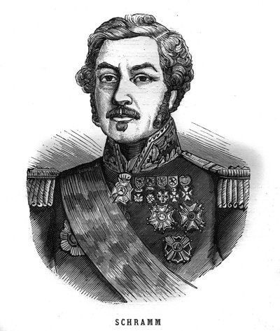 Retrato de Jean Paul Adam Schramm (1789-1884) general francais. Gravura em "Les Illustrations De L