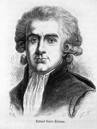 Retrato de Jean Paul Rabaut St Etienne, político francês (1743 - 1793) - em "L