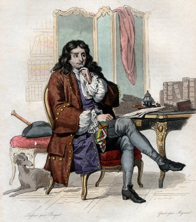 Retrato de Jean de La Fontaine (Lafontaine) (1621-1695), fabulista e poeta francês. de French School