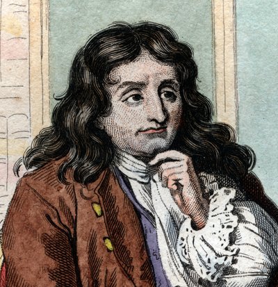 Retrato de Jean de La Fontaine (Lafontaine) (1621-1695), fabulista e poeta francês. de French School