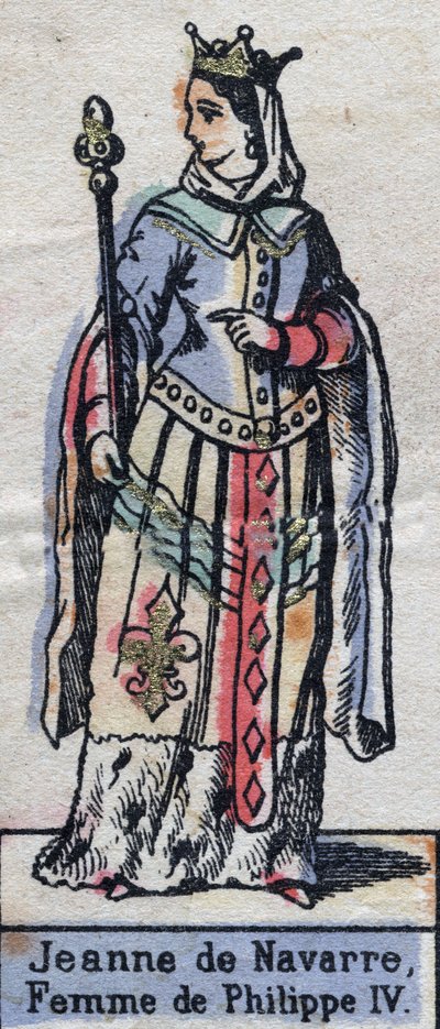 Retrato de Jeanne Iere de Navarra (1273-1304), esposa de Filipe IV de França. (dinastia Capetian). Ilustração de finais do século XIX. de French School