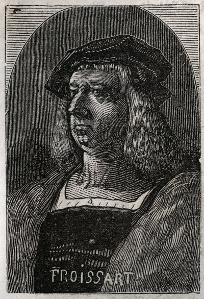 Retrato de John Froissart (Jean Froissart) (1337-1404), cronistas franceses da França medieval - gravura em "Histoire de France" de Victor Duruy (1811-1894) - 1882 de French School