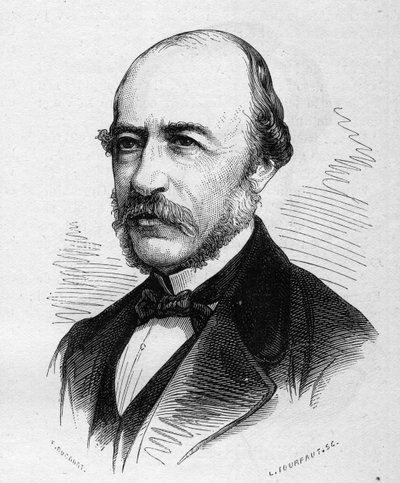 Retrato de Joseph Autran (1813-1877), poeta francês. Gravura em "Le Monde Illustré" n°1040 de 17 de Março de 1877. de French School