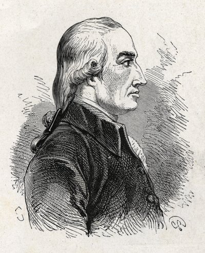 Retrato de Joseph Black (1761 - 1799), físico e químico britânico (descoberta da magnésia) - em "Album of Science; cientistas ilustres; Grandes descobertas" 1896. de French School