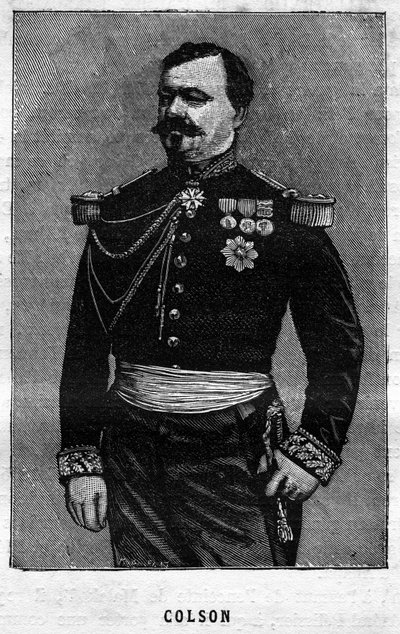 Retrato de Joseph Emile Colson (1821-1870), general francais. Gravura em "Les Illustrations De L