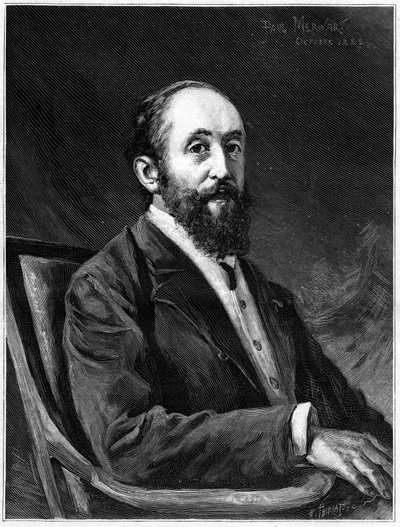 Retrato de Jules Claretie (1840-1913), romancista francês e membro da academia francesa entre 1888 e 1913, In "The Illustrous World" (O Mundo Ilustrado) de French School