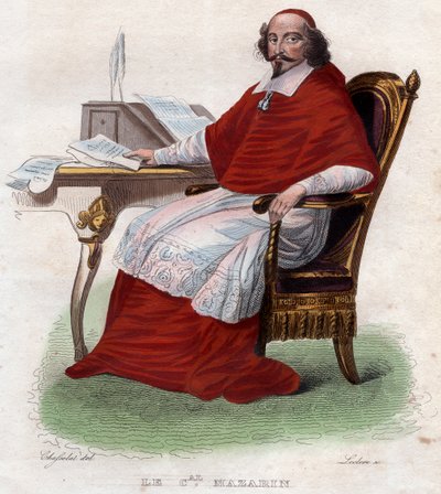 Retrato de Jules Mazarin (1602-1661), cardeal francês, diplomata e político. de French School