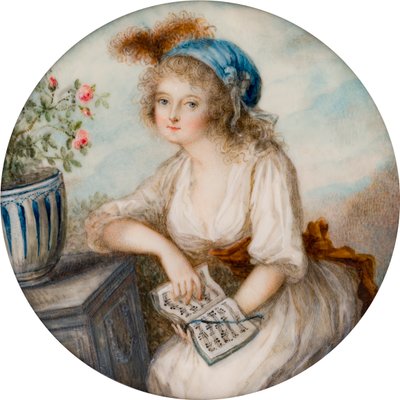 Retrato de Lady Lucy Byng 1ª Condessa de Bradford, c.1790 (óleo sobre marfim) de French School