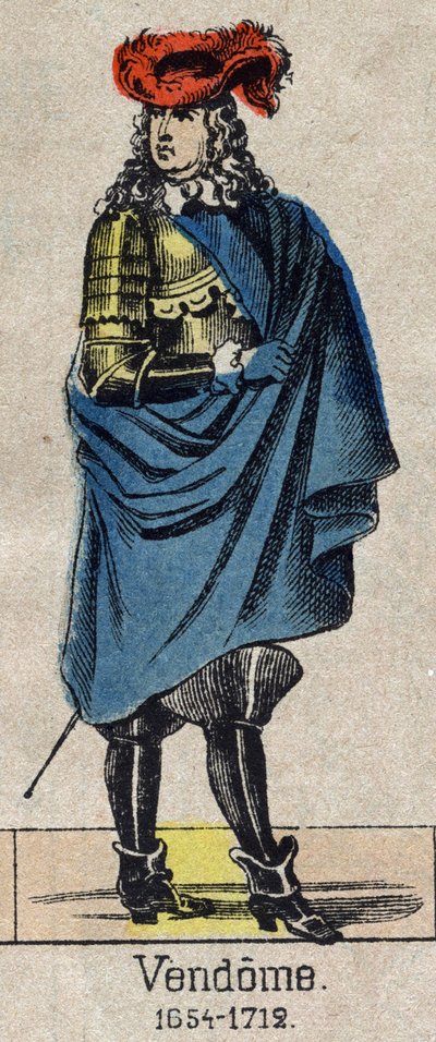Retrato de Louis-Joseph (Louis Joseph) de Bourbon (1645-1712) conhecido como o Grande Vendôme, Duque de Penthievre e Mercoeur, então Duque de Vendôme e Par da França. Imagem de Epinal do final do século XIX. de French School