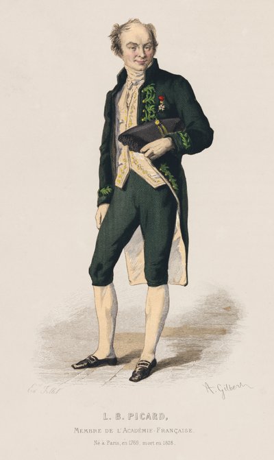 Retrato de Louis Benoit Picard, dramaturgo francês (gravura a cores) de French School