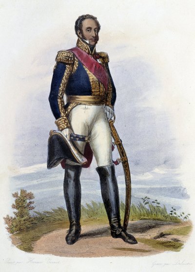Retrato de Louis Gabriel (Louis-Gabriel) Suchet (1770-1826), marechal de França. em Ed. Mennechet, "Le Plutarque francais". de French School