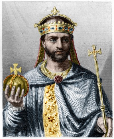 Retrato de Luís I o Pio ou o Debonário (778 - 840), Imperador do Ocidente - em "Histoire des Francais" de Lavallee, gravura, sd. de French School