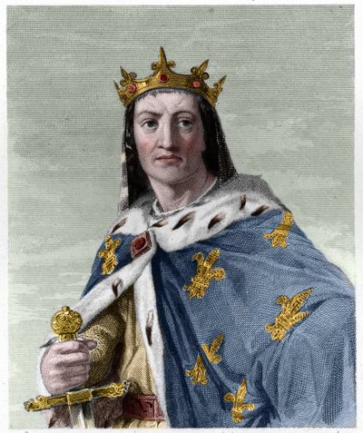 Retrato de Luís VIII (1187 - 1226), Rei de França - em "Histoire des Francais" de Lavallee, gravura, sd. de French School