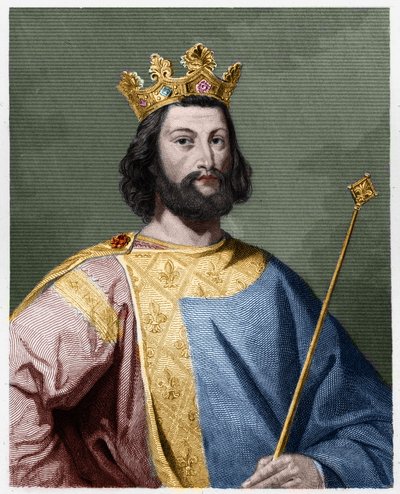 Retrato de Luís VII o Jovem (1120 - 1180), Rei de França - em "Histoire des Francais" de Lavallee, gravura, sd. de French School