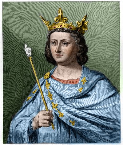 Retrato de Louis X le Hutin (1289 - 1316), Rei de França - em "Histoire des Francais" de Lavallee, gravura, sd. de French School