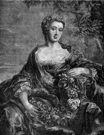 Retrato de Madame de Chateauroux, Marie-Anne de Mailly-Nesle (1717-1744), favorita do Rei Luís XV. Gravação em "A história da prostituição e do deboche entre todos os povos do mundo desde a antiguidade até os dias de hoje" pelo Dr. Th. -F. Debraque. 1879. de French School