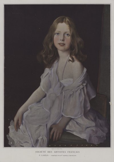 Retrato de Mademoiselle Daniela Grunelius (cor litho) de French School