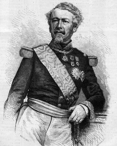 Retrato de Marechal Adolphe Niel (1802-1869), soldado e político francês. Gravura em "Le Monde Illustré" n°645 de 21 de Agosto de 1869. de French School